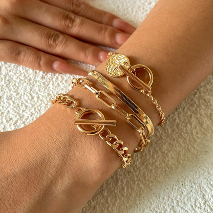 Women’s Jewelry Cuban Link Coin Bracelet | Punk | Vintage | OT Buckle