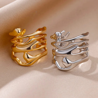Women’s Jewelry Hollow Wide Ring | Statement | Gold Tone | Unisex