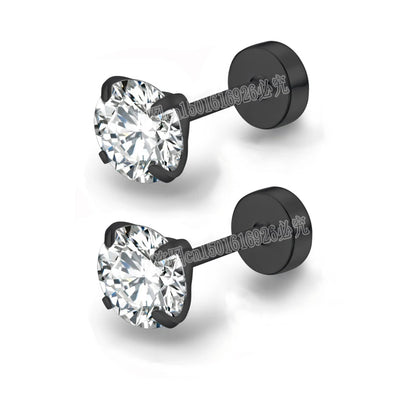 Women’s Round Crystal Zircon Ear Studs – Stainless Steel Jewelry
