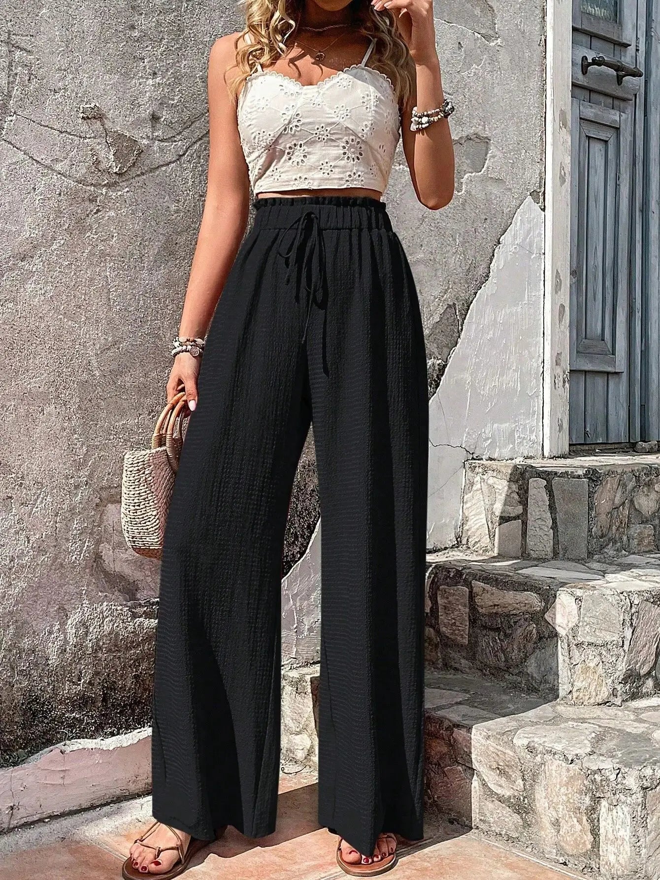 Women’s Bubble Style Wide Leg Pants Bottom – Spring Summer Fashion