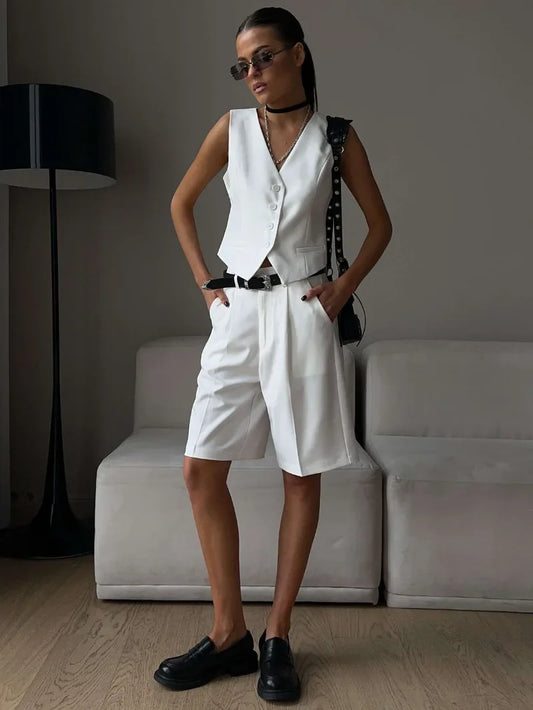 Women’s Chic Elegant Two-Piece Set Summer Office Lady Outfit