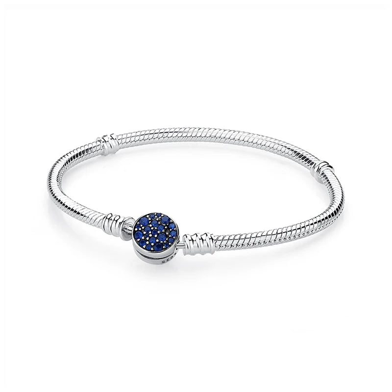 Women’s 925 Sterling Silver Bracelet – Rose Gold Snake Chain with Heart Charm Beads Jewelry