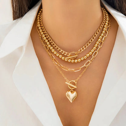 Women’s Jewelry Heart Pendant Choker Necklace | Punk | Y2K | Gold Tone