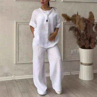 Women’s Comfortable Loose Cotton Linen Two-Piece Casual Set | Spring Summer Fashion Elegant Set