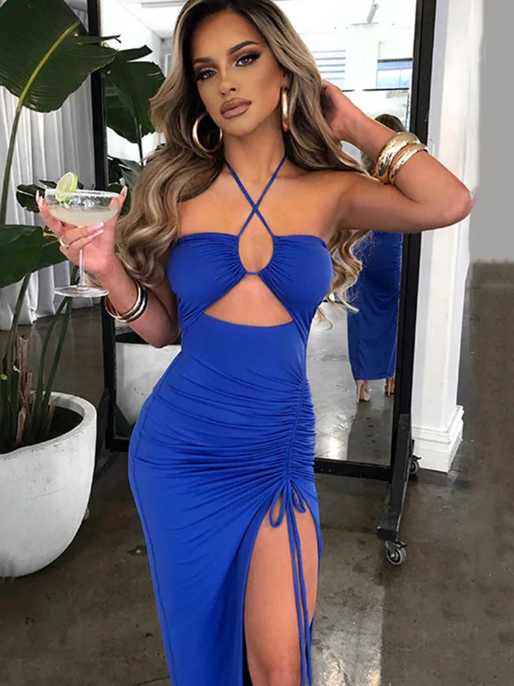 Women’s Sleeveless Backless Maxi Dress – Slim Fit Party Club Dress