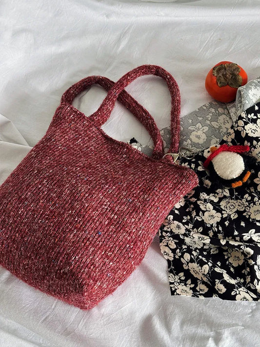 Women’s Tote Bag | Burgundy | Knitted | Large Capacity
