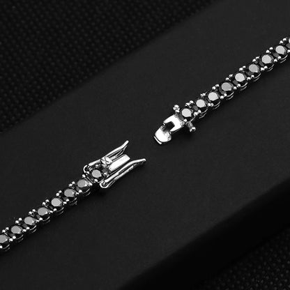 Women’s Black Moissanite Tennis Bracelet – 925 Sterling Silver Plated 18K Hip Hop Jewelry