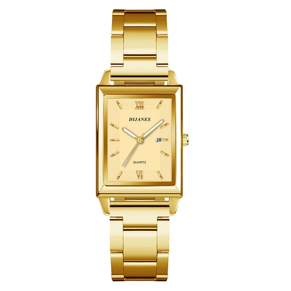 Men’s Luxury Rectangle Quartz Watch – Stainless Steel Business Casual Wristwatch