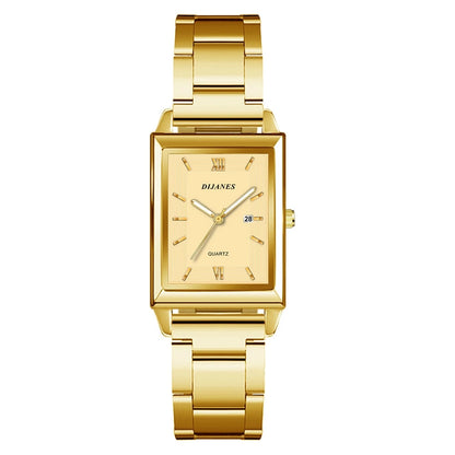 Men’s Luxury Rectangle Quartz Watch – Stainless Steel Business Casual Wristwatch