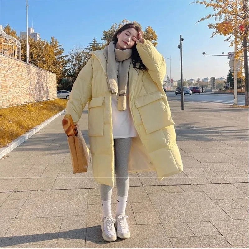 Women’s Puffer Jacket Outerwear – Long Thick Hooded Jacket