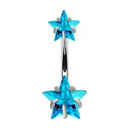 Women’s Blue Crystal Heart Belly Button – 1PC Stainless Steel Butterfly Navel Piercing Body Jewelry