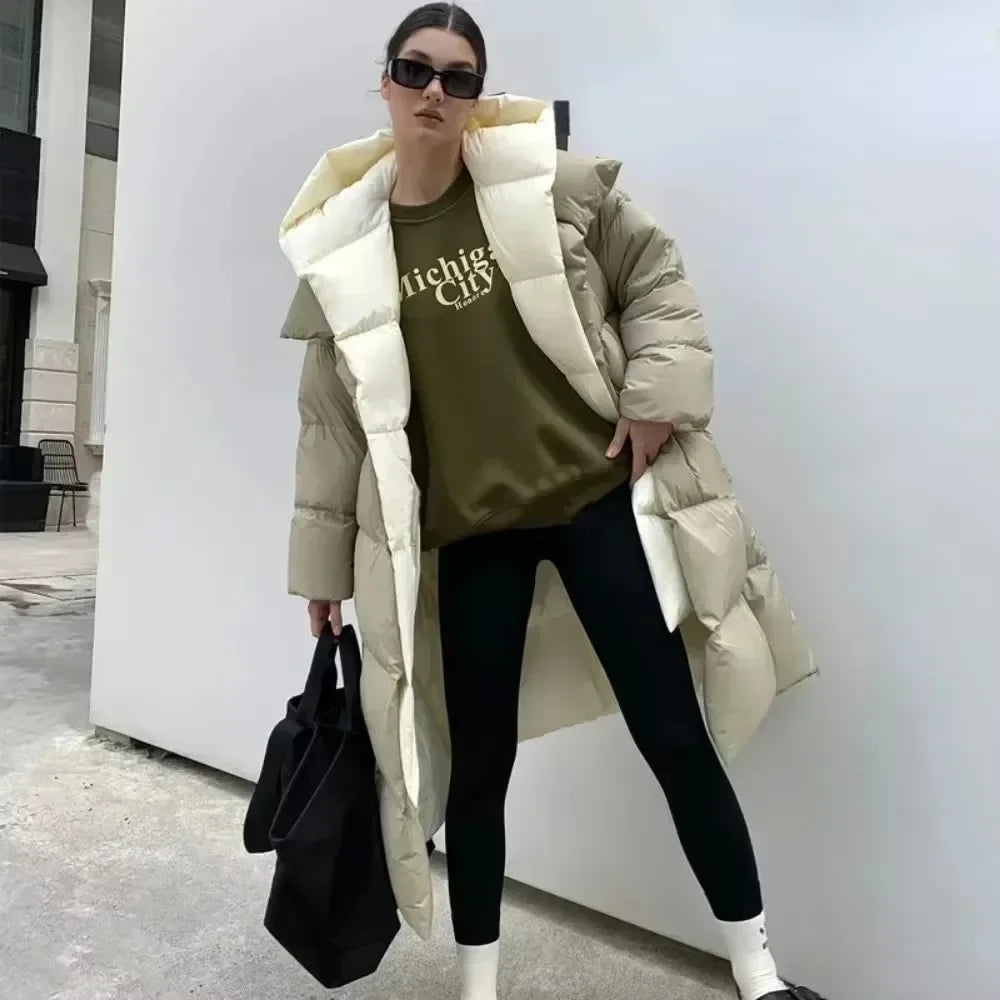 Women’s Long Puffer Outerwear – Warm Hooded Down Jacket