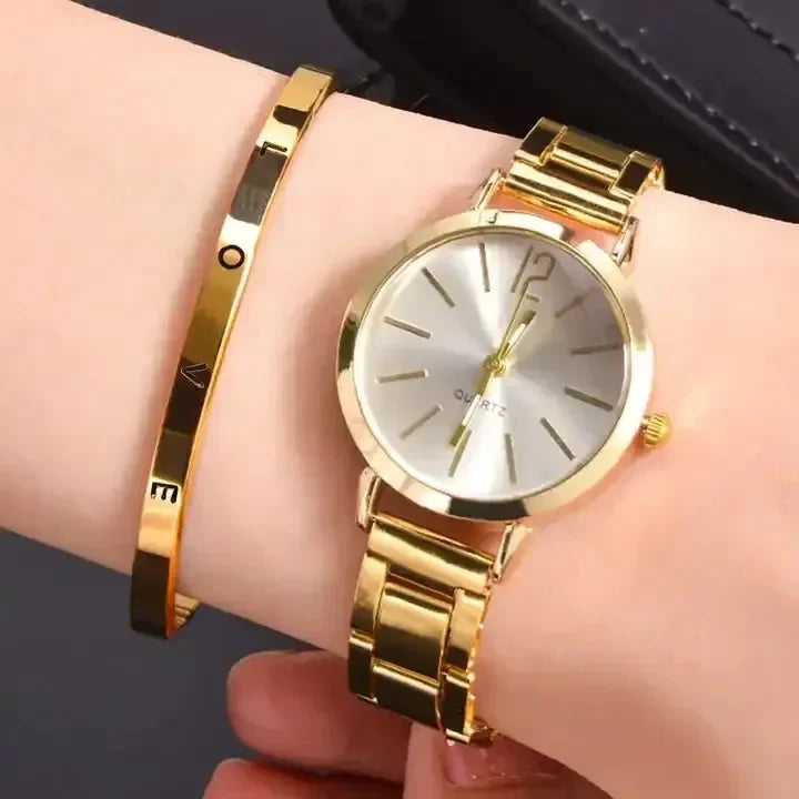 Women’s Stainless Steel Quartz Watch – Elegant Light Luxury Business Wristwatch