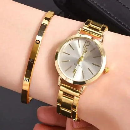 Women’s Stainless Steel Quartz Watch – Elegant Light Luxury Business Wristwatch