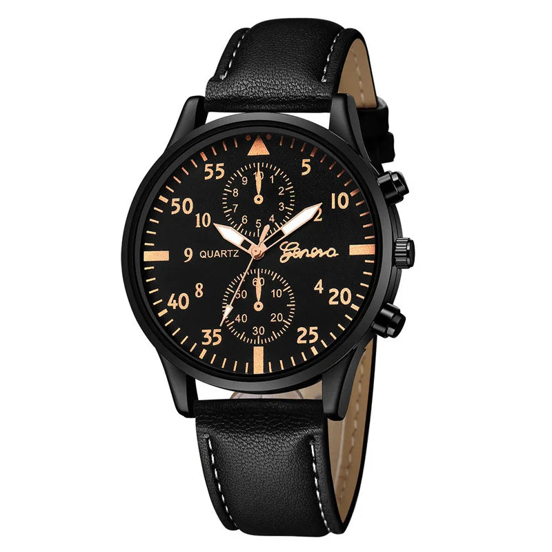 Men’s Luxury Business Watch – Leather Strap Wristwatch, Elegant Casual Clock Gift