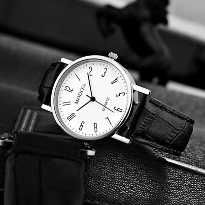 Men’s Luxury Leather Strap Watch – Business Analog Wristwatch, Casual Simple Style