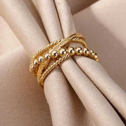 Women’s Stainless Steel Heart Ring – Gold Vintage Waterproof Jewelry Gift