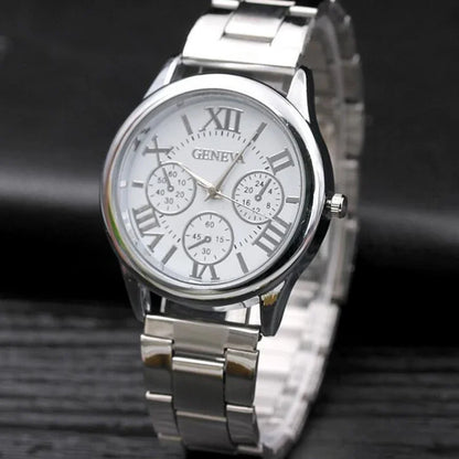 Men’s Light Luxury Watch – Gold Stainless Steel Wristwatch with 3-Eye Dial