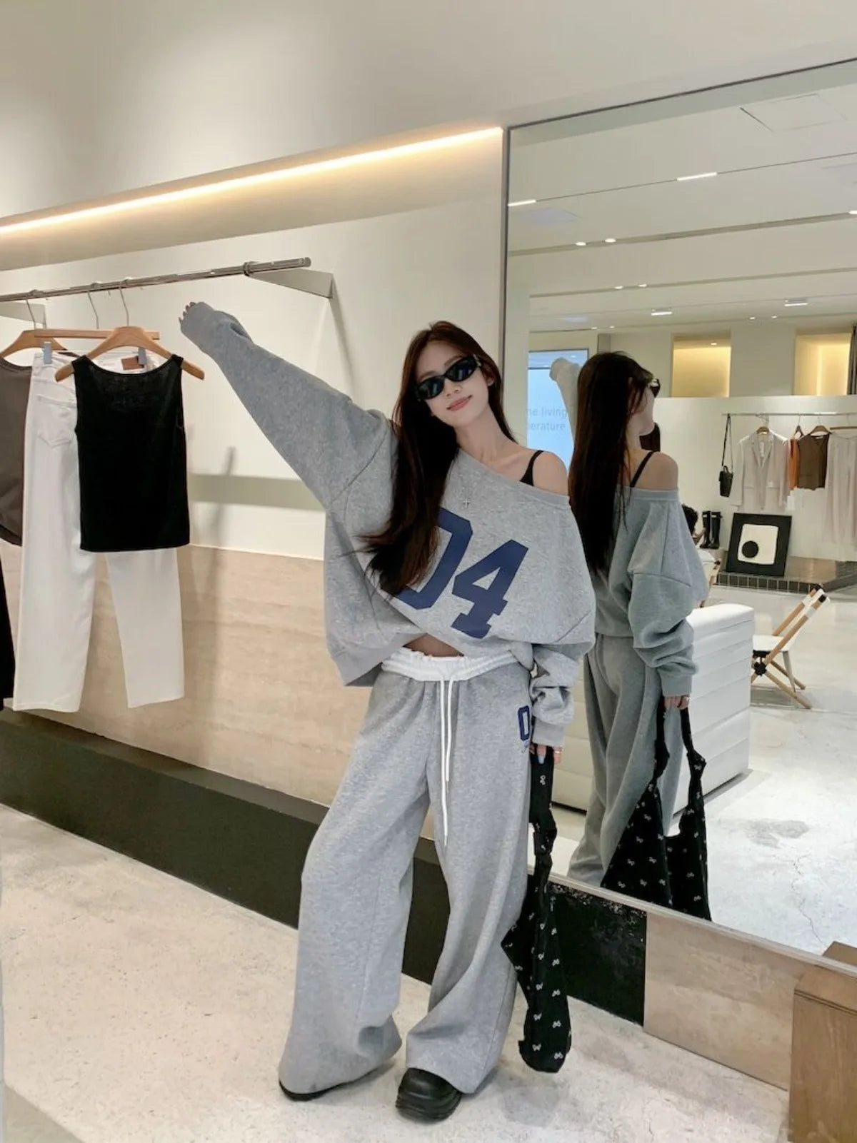 Women’s Retro High Waist Loose Sports Pants Bottom – American Fashion Casual Trousers for Spring/Summer