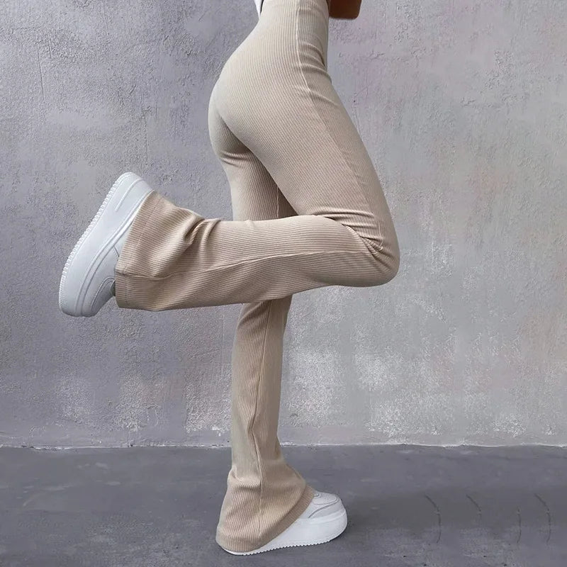 Women’s High-Waist Slim Fit Pants – Y2K Streetwear Aesthetic Full-Length Trousers