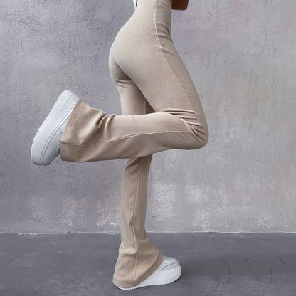 Women’s High-Waist Slim Fit Pants – Y2K Streetwear Aesthetic Full-Length Trousers
