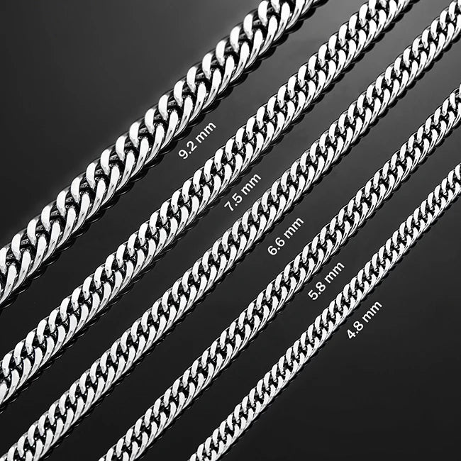 Men’s Cuban Link Chain Necklace – Stainless Steel Chunky Curb Jewelry