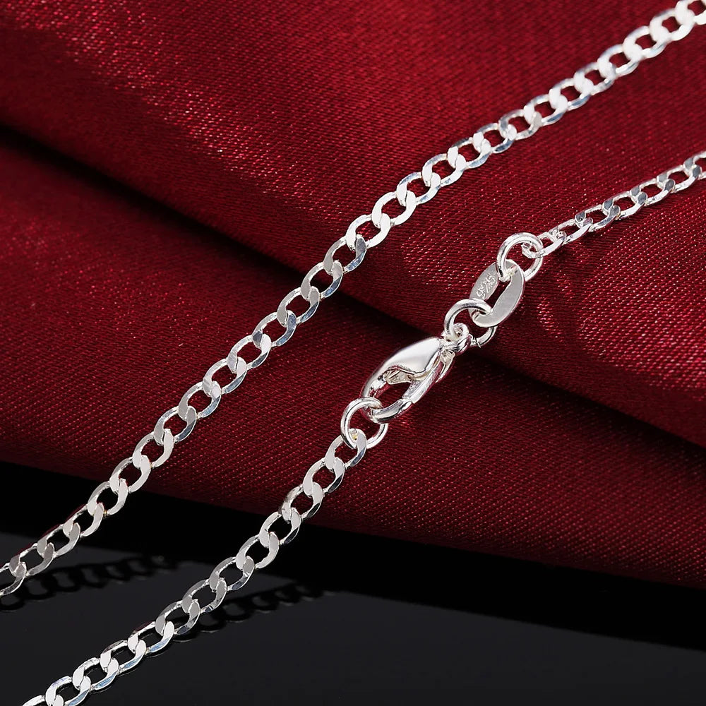 Men’s Sterling Silver Flat Chain Necklace – Silver 2mm Classic Jewelry