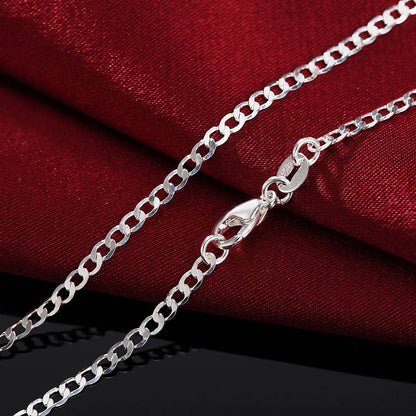 Men’s Sterling Silver Flat Chain Necklace – Silver 2mm Classic Jewelry
