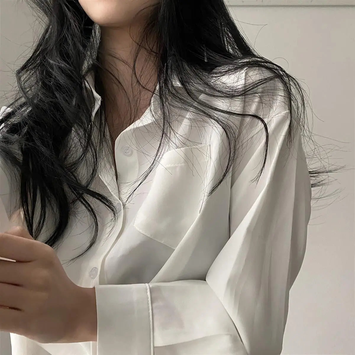Women’s Long Sleeve Shirt & Blouse – Single Breasted OL Casual Solid Short Top | Elegant Fashion