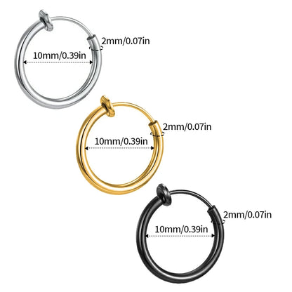 Men’s & Women’s Non-Piercing Hoop Earrings – Stainless Steel Clip-On Jewelry