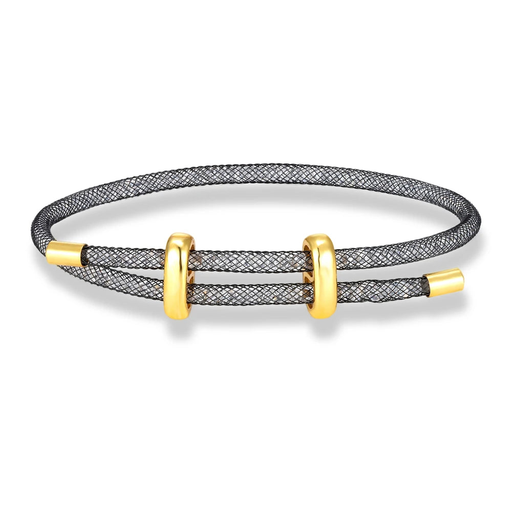Women’s Stainless Steel Mesh Bracelet – Minimalist Crystal Bangle Jewelry