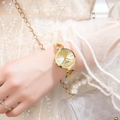 Women’s Luxury Gold Watch – Stainless Steel Band Elegant Fashion Wristwatch
