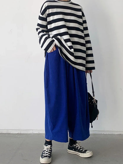 Women’s Casual Harem Pants Bottom – High Waist Cotton Retro Loose Bloomers, Oversized Baggy Sweatpants for Autumn Streetwear
