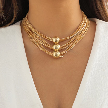Women’s Jewelry Chunky Big Ball Choker Necklace | Vintage | Gold Tone | Statement