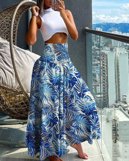 Women’s High Waist Floral Wrap Skirt – Cotton Side Tie Long Beach Bottom with Flower Print for Summer