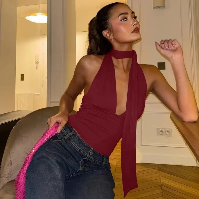 Women’s Sexy Bandage Tank Top | Summer Sleeveless Hollow V-Neck Party Club Top