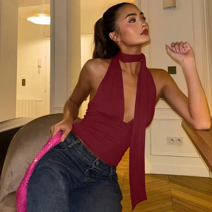 Women’s Sexy Bandage Tank Top | Summer Sleeveless Hollow V-Neck Party Club Top