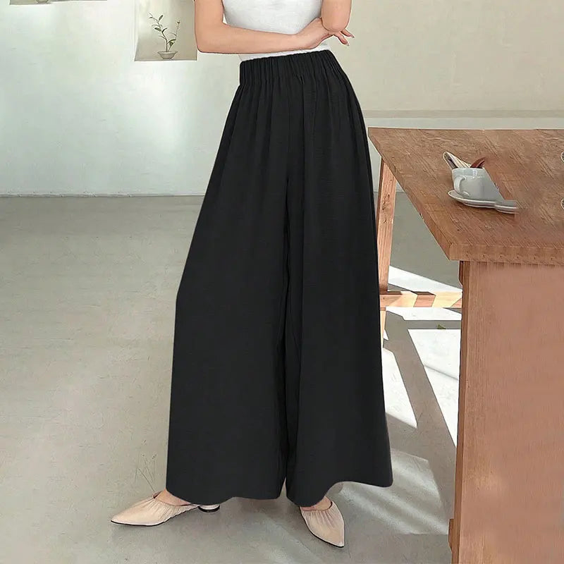 Women’s Slim Knit Bottom – Black Streetwear Casual Pants, Elegant Versatile Trousers for Summer Fashion