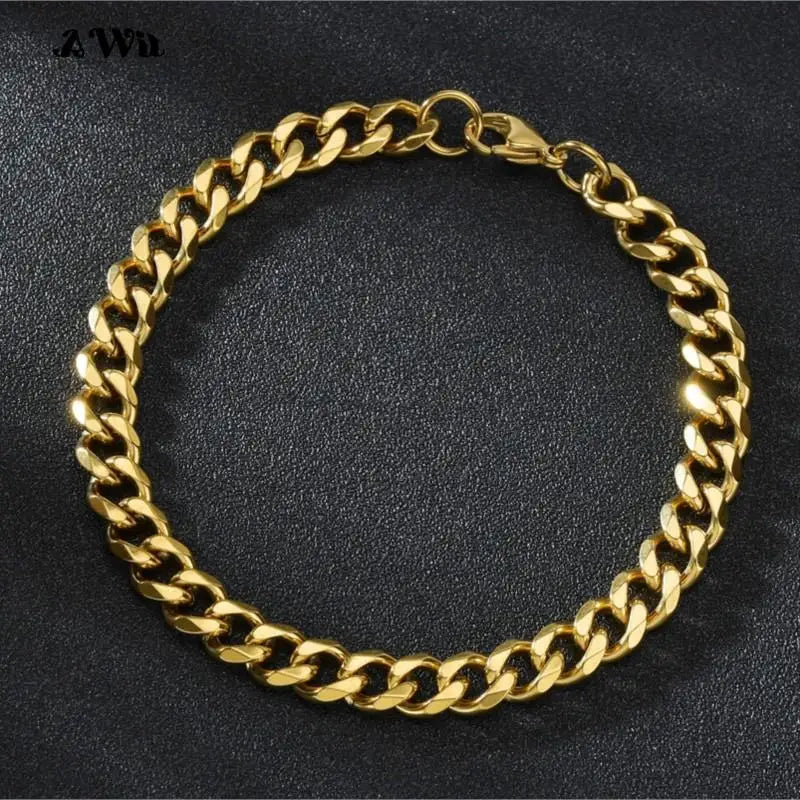 Men’s Stainless Steel Cuban Link Bracelet Jewelry – Unisex Curb Chain 3–11mm