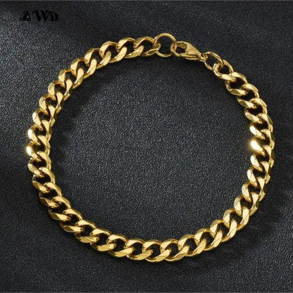 Men’s Stainless Steel Cuban Link Bracelet Jewelry – Unisex Curb Chain 3–11mm