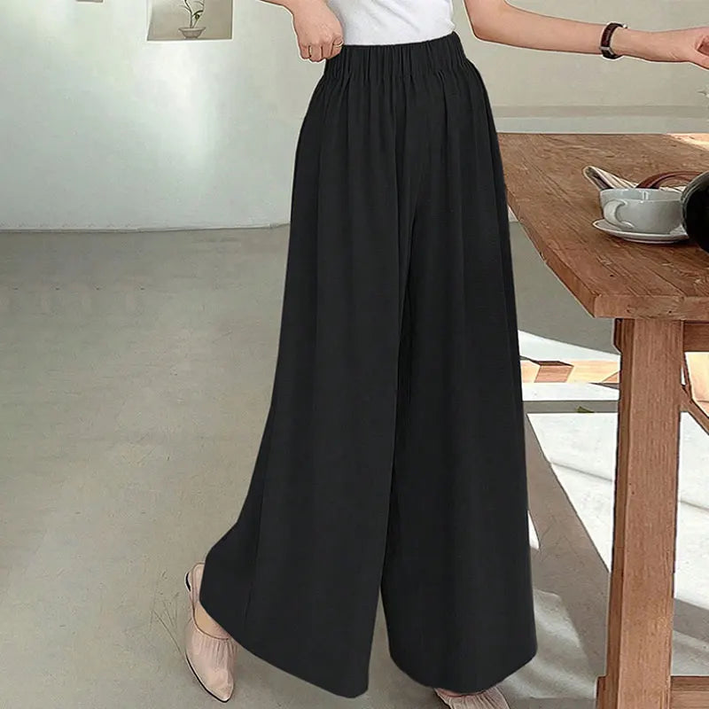 Women’s Slim Knit Bottom – Black Streetwear Casual Pants, Elegant Versatile Trousers for Summer Fashion