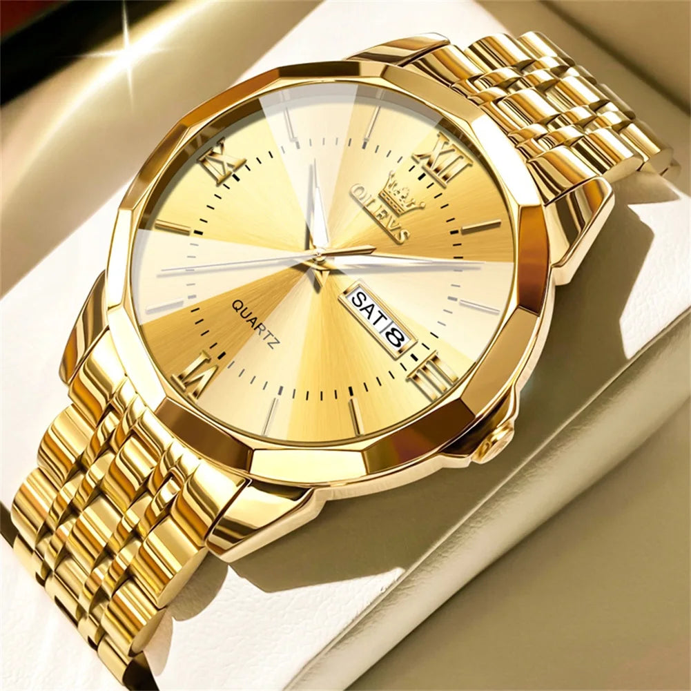 Men’s Fashion Watch – Waterproof Stainless Steel Wristwatch with Luminous Dial & Date