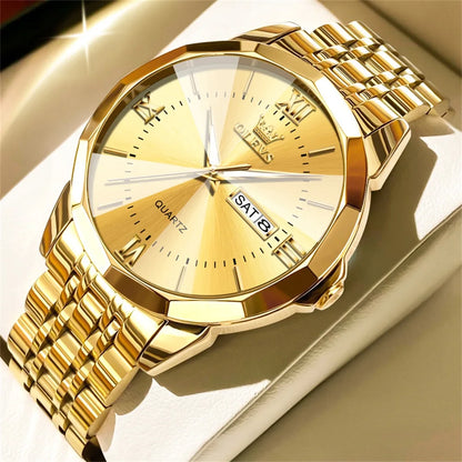Men’s Fashion Watch – Waterproof Stainless Steel Wristwatch with Luminous Dial & Date