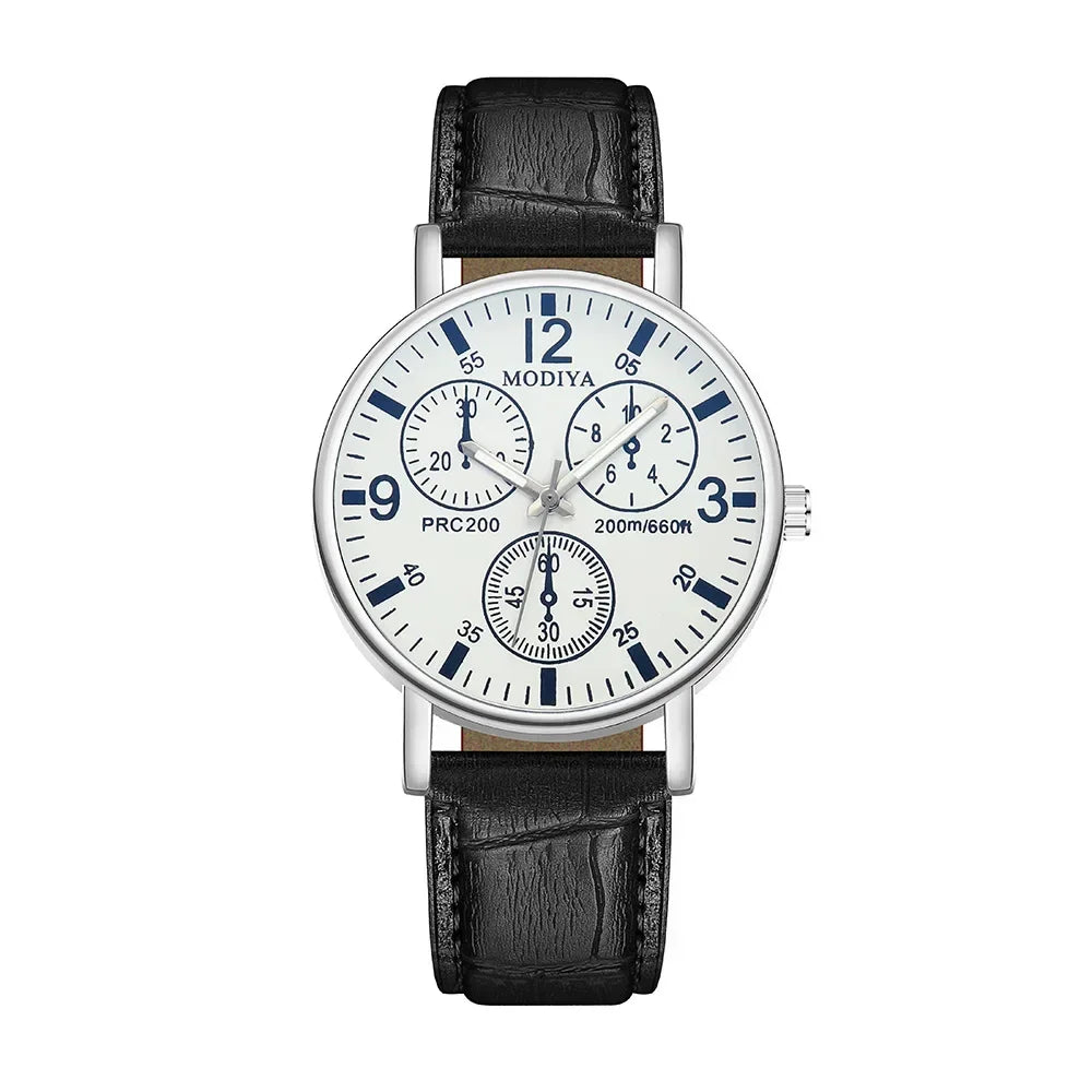 Men’s Luxury Leather Strap Watch – Business Analog Wristwatch, Casual Simple Style