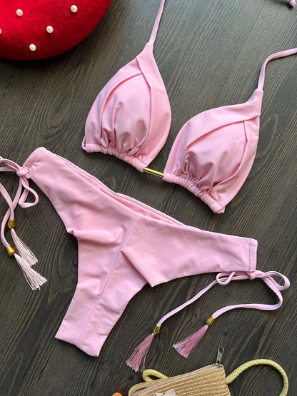 Women’s Triangle Swimwear Brazilian Bikini with Chain