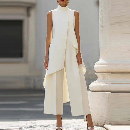 Women’s Two Piece Set | Sleeveless Top | Wide Leg Pants | Office