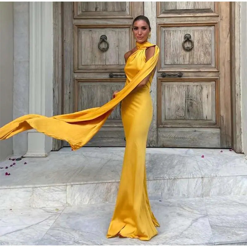 Women’s Elegant Maxi Dress – Off Shoulder Backless Detail Slim Fit Summer Evening Gown