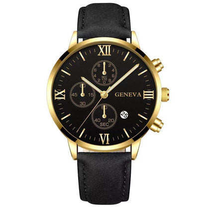 Men’s Luxury Quartz Sport Watch – Leather Strap Analog Wristwatch with Date