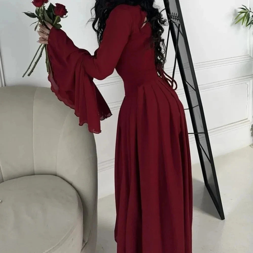 Women’s Vintage Elegant Prom Dress – Maxi High Neck A-Line Evening Gown