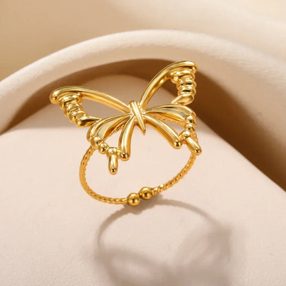 Women’s Stainless Steel Heart Ring – Gold Vintage Waterproof Jewelry Gift